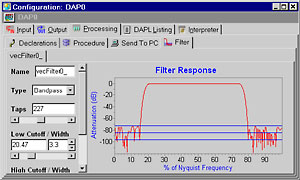 DAPstudio bandpass filter window