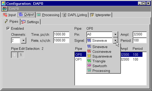 output configuration