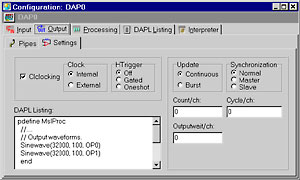 DAPstudio output settings configuration