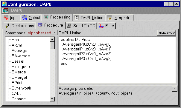 processing procedure configuration