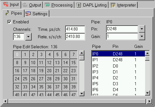 Input configuration screen