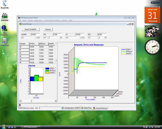 DAP Measurement Studio - DAPstudio - data acquisition software screen shot in Windows Vista