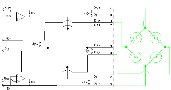 6-wire full-bridge configuration with voltage-sense feedback.