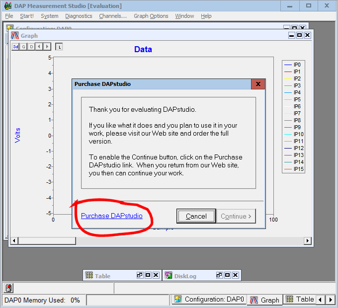 DAPstudio purchase dialog