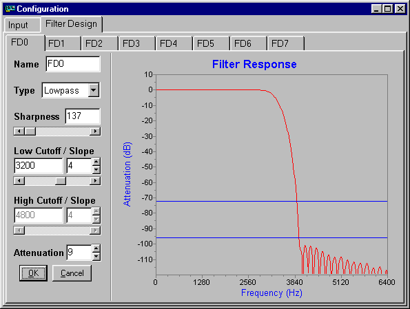 iDSC filters configuration dialog