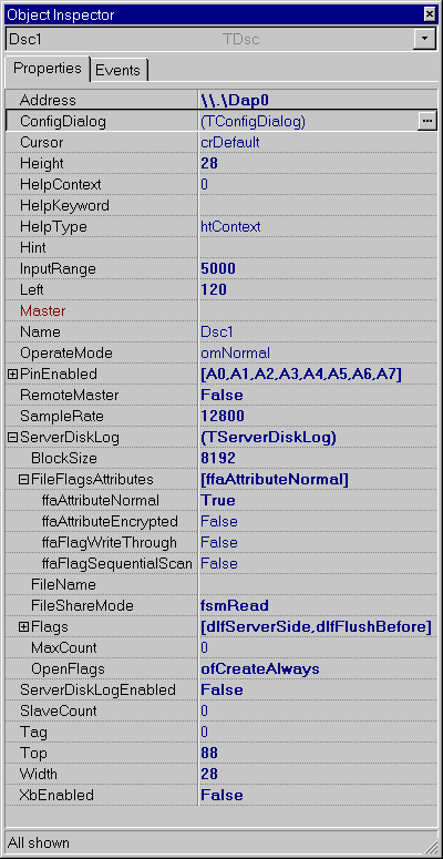 The TDsc object from the Delphi 7 development environment