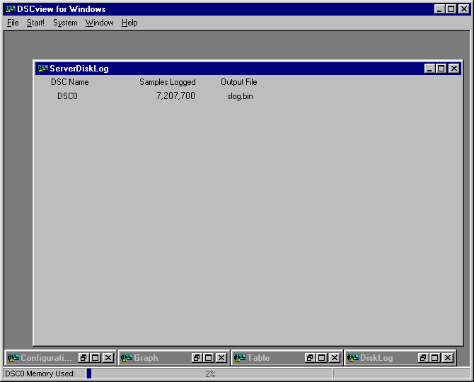 DSCview Server Disk Log