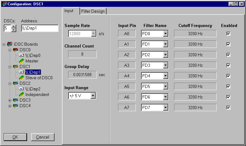 DSCview - Multiple iDSC boards configuration dialog