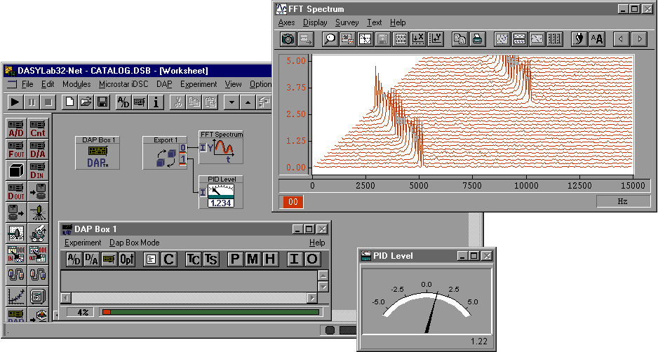 A DASYLab screen with maximized icons